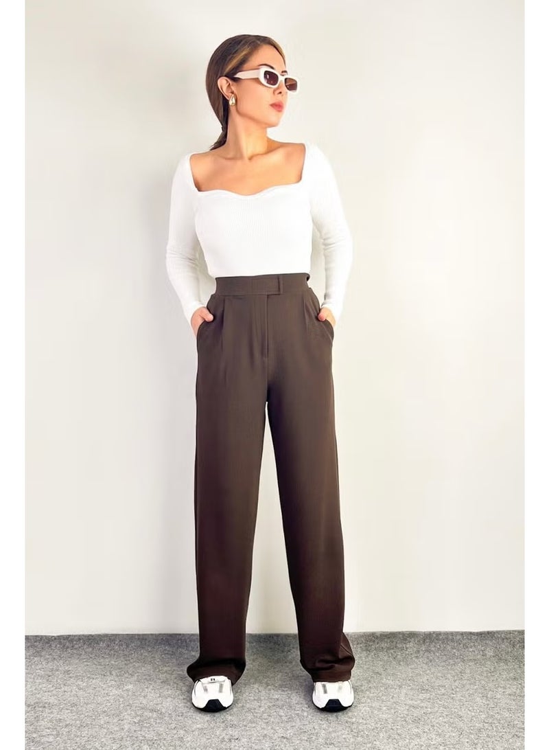 Ritnice Line Women's Lycra Velcro Brown Palazzo Trousers - Image 2